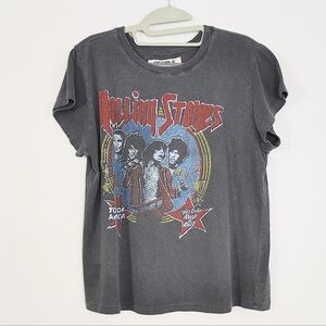 New People Of Leisure Band Tee Rolling Stones Graphic Top T-shirt XL LA Organic